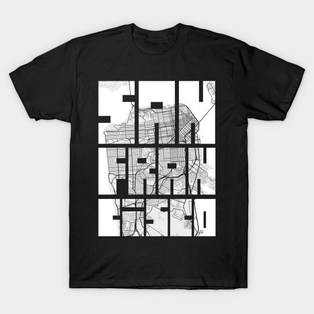 San Francisco, California, USA City Map Typography - Light T-Shirt by deMAP Studio